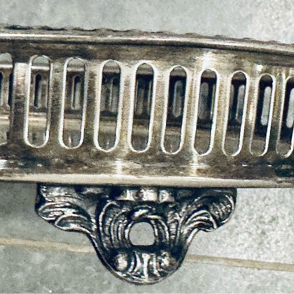 W&S Blackinton Footed Silverplate Serving / Vanity Tray Pierced Edges Handles - Picture 5 of 6